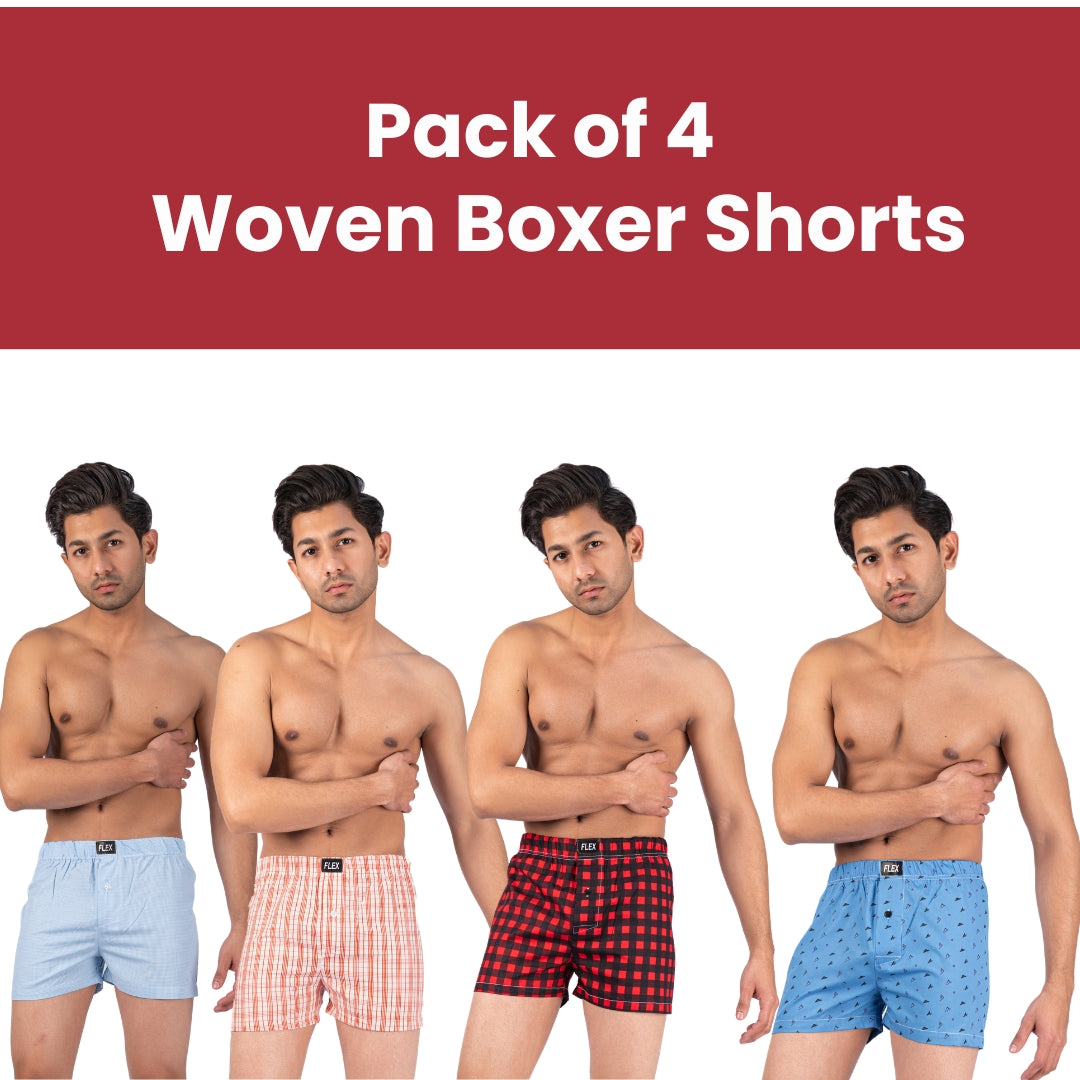 Woven Boxer Shorts (Pack of 4) – Flex Knitwear