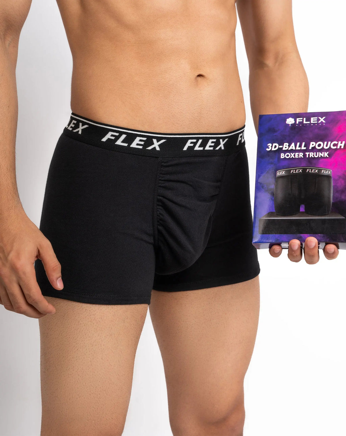 Flex Knitwear black 3D Ball Pouch boxer trunk for men