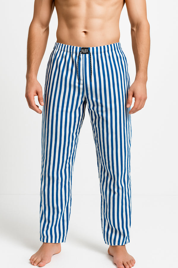 Paradise (Blue Stripes on White) Linen Soft Pajama Woven