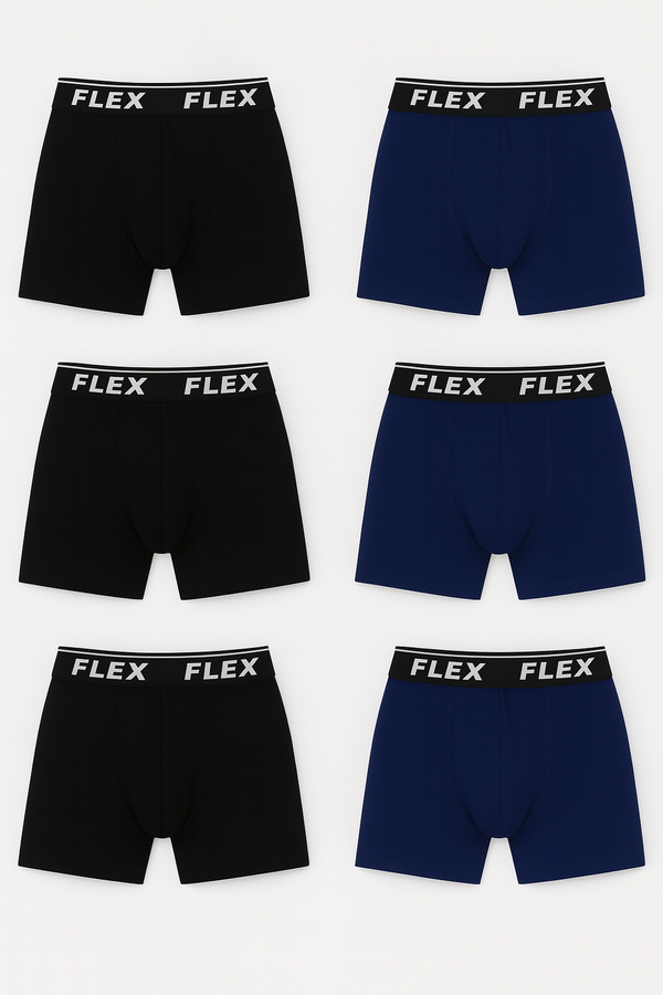 Pack of 6 Boxer Trunks (3 BOXES) (3 Black & 3 Navy)