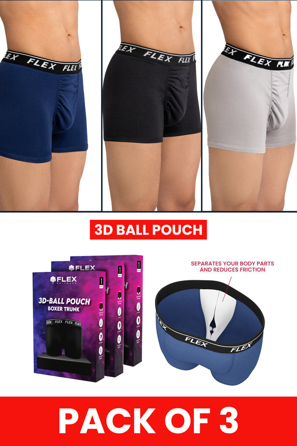 Pack of 3 3D Ball Pouch (Black/Grey/Navy Blue)