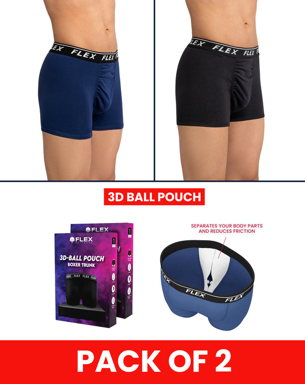 Pack of 2 3D Ball Pouch (Protector & Superstar) (Black/Navy Blue)