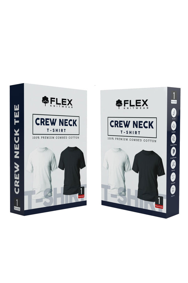 Pack of 2 Crew Neck (Jet Black/Diamond White)